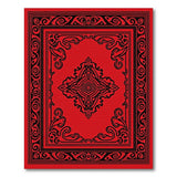 Ornate Red Persian Area Rug with Black Border