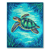 Sea Turtle Teal Blue Coastal Area Rug
