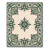 Green Elegant Green Ornate Border Area Rug