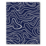 Navy Blue Abstract Wave Abstract Area Area Rug