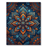 Blue and Teal Teal Orange Mandala Area Rug