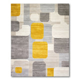 Yellow Yellow Grey Geometric Abstract Area Rug