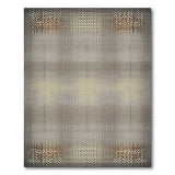 Modern Dotted Grid Area Rug in Brown Tan