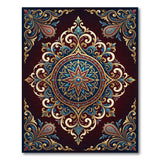 ODIKA Ornate Persian Medallion Washable Area Rug - Low Pile Non-Slip Vintage Rug