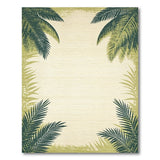 Green Coastal Palm Frond Border Area Rug