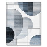 Blue and Teal Blue Overlapping Circles Geometric Area Rug