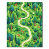 ODIKA Whimsical Forest Animal Path Washable Area Rug - Low Pile & Non-Slip