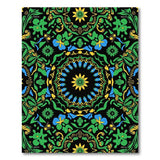 Vibrant Floral Mandala Area Rug in Green, Yellow Blue