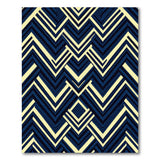 Navy Blue and Cream Zigzag Geometric Area Rug