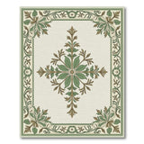 Ornate Sage Green Floral Medallion Rug