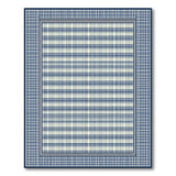 Navy Blue Gingham Border Striped Area Rug