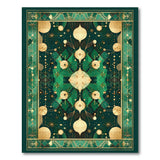 Emerald Green Gold Geometric Modern Rug