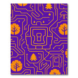 Purple Cyber Forest Circuit Rug