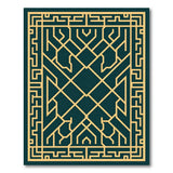 Teal Gold Geometric Modern Area Rug