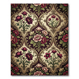 Vintage Red Peony Damask Area Rug