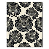 Stylized Leopard Heads Black White Area Rug