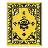 Yellow Persian Medallion Area Rug with Ornate Black Border