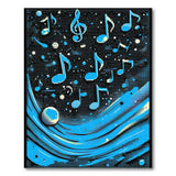 Cosmic Blue Music Notes Area Rug