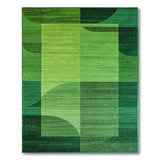 Green Modern Green Geometric Abstract Area Rug