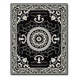 Traditional Persian Mandala Ornate Black White Persian Mandala Rug