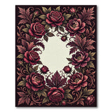 Deep Red Rose Peony Floral Area Rug
