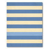 Navy Blue and Cream Striped Distressed Vintage Rug