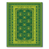 Emerald Green Gold Heritage Tribal Area Rug