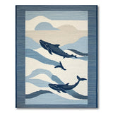 Leaping Whales Ocean Waves Blue Teal Area Rug