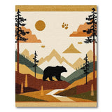 ODIKA Washable Mountain Bear Area Rug - Rustic Cabin Style Low Pile Non-Slip Floor Mat