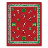 Festive Christmas Scatter Rug with Candy Canes Gifts Stockings
