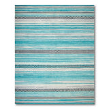 Blue and Teal Teal Striped Woven Area Rug