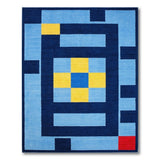 Navy Blue Geometric Yellow Cross Area Rug