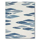 Coastal Blue Fish Woven Area Rug