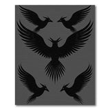 Symmetrical Horned Raven Silhouette Area Rug
