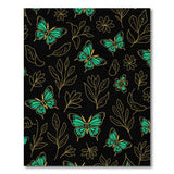 Teal Butterflies Golden Leaves Black Area Rug
