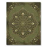 Emerald Green Persian Mandala Rug with Gold Ornaments