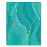 Teal Waves with Gold Foil Abstract Area Rug