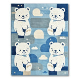 Cute Polar Bear Night Sky Kids Rug
