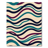 Teal Navy Maroon Wavy Abstract Area Rug
