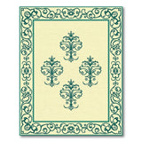 Beige Persian Rug with Teal Floral Border