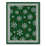 Festive Green Snowflake Rug with Red Berries