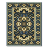 Navy Blue Traditional Persian Area Rug with Gold Floral Motifs