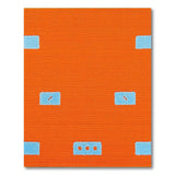 Vibrant Orange Shag Area Rug with Blue Geometric Patches