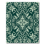 Ornate Emerald Green Floral Vintage Rug