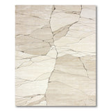 Cracked Stone Abstract Area Rug in Neutral Beige