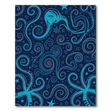 Whimsical Teal Octopus Stars Navy Area Rug
