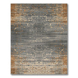Grey Terracotta Geometric Tribal Area Rug