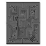 Black and White Intricate Black White Maze Labyrinth Area Rug