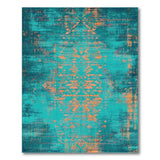 Teal Southwestern Geometric Distressed Area Rug