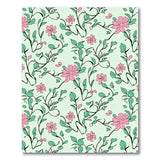 Delicate Pink Flowers Green Vines Light Green Rug